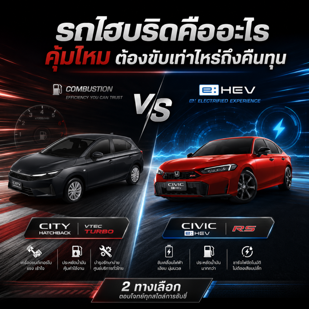 รถไฮบริดคืออะไร คุ้มไหม คำนวณให้ดูทีละบรรทัด