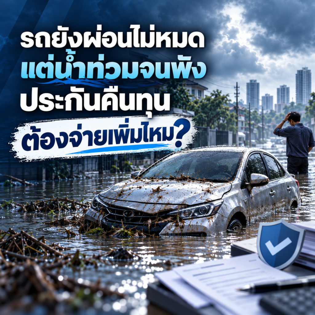 รถยังผ่อนไม่หมด แต่น้ำท่วมจนพัง ประกันคืนทุนแล้ว ต้องจ่ายอะไรเพิ่มไหม?